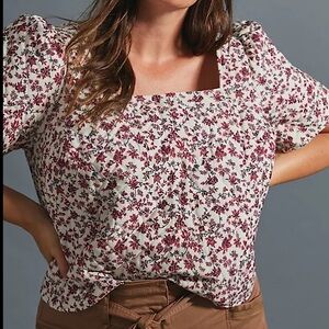 Anthropologie Let Me Be Emma quilted prairie boxy blouse